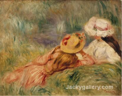 Young Girls by the Water C by Pierre Auguste Renoir paintings reproduction